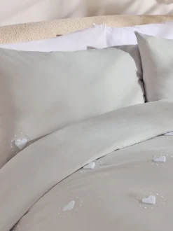 100% Cotton Heart Tuft & Embroidery Duvet Cover Set