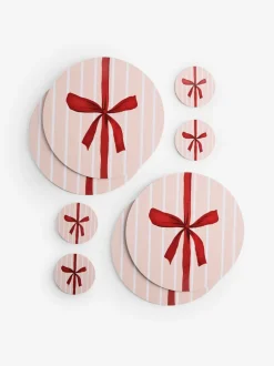 4 Pieces Kerstmis Strik Placemats en Onderzetters Set met kurken achterkant