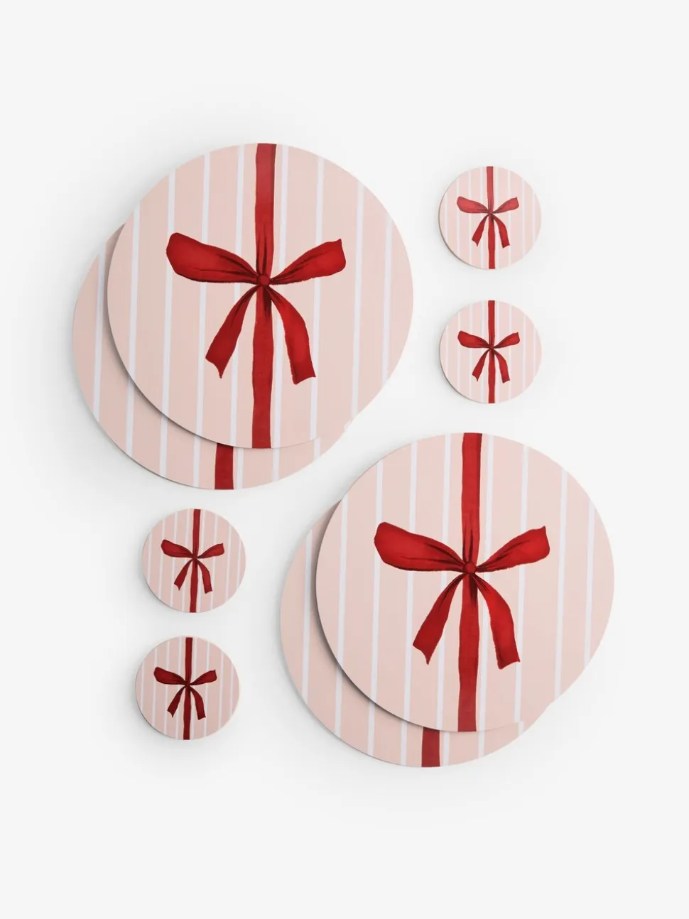 4 Pieces Kerstmis Strik Placemats en Onderzetters Set met kurken achterkant