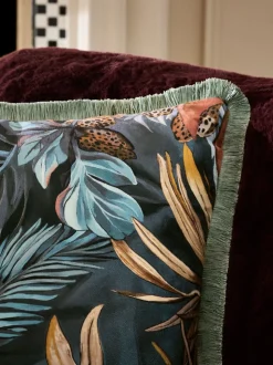 50 X 50cm Tropical Leaf Printed Velvet Cushion
