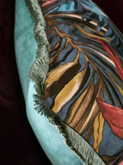 50 X 50cm Tropical Leaf Printed Velvet Cushion