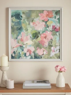Abstracte bloemenkunst met lijst voor aan de muur