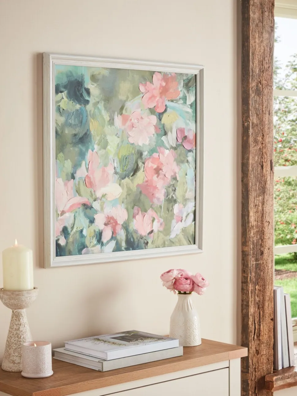 Abstracte bloemenkunst met lijst voor aan de muur