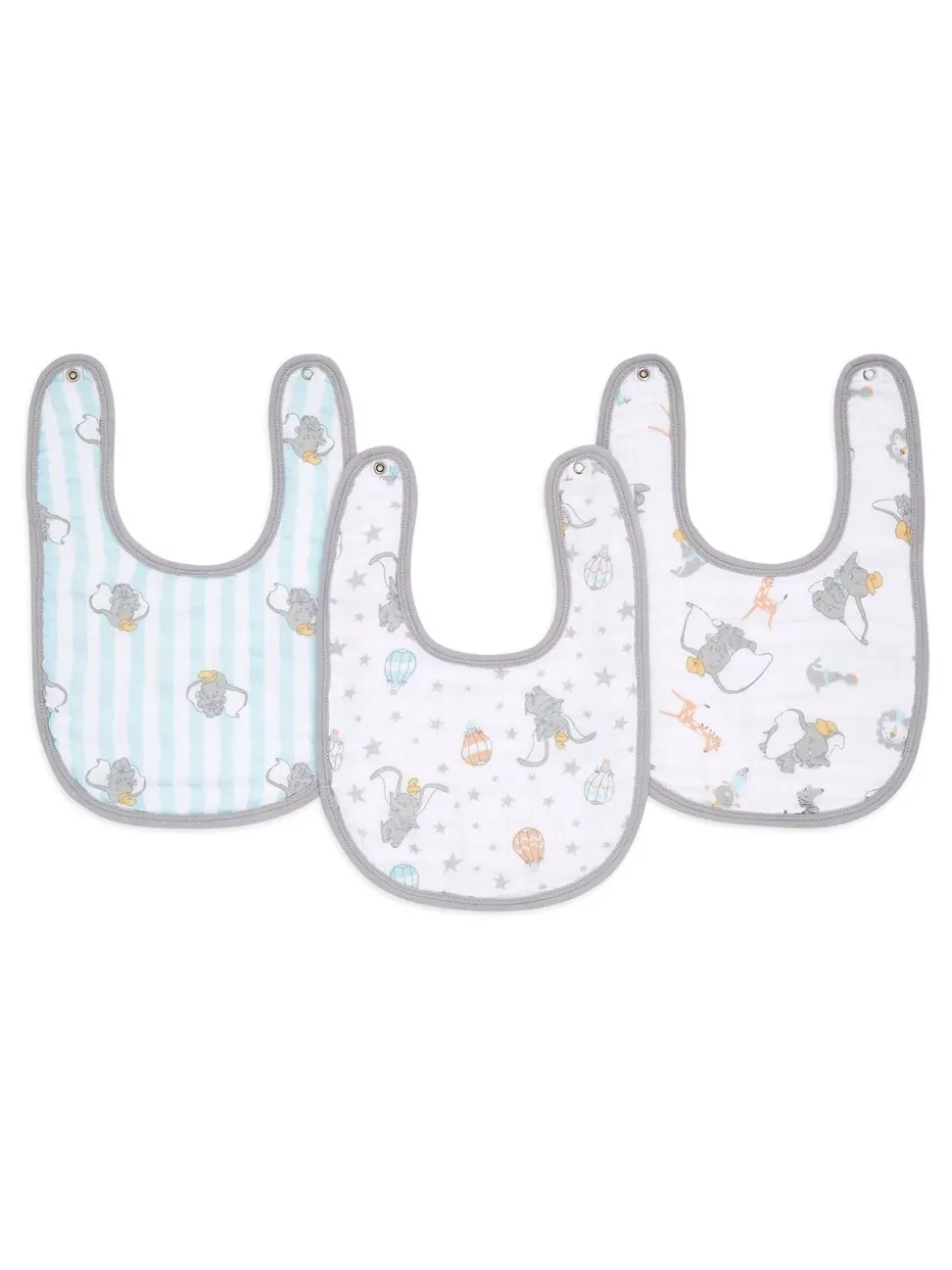 aden + anais Essentials Muslin Snap Dumbo verpakking van 3 100% katoenen mousseline babyslabbetjes met drukknoop