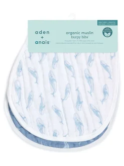 Aden + anais verpakking van 2 Oceanic Burpy slabbetjes van mousseline van katoen