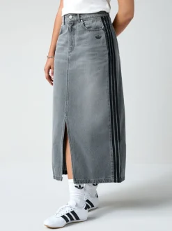 Adidas Original Adicolour 3-strepen denim midi pencilrok van 100% katoen
