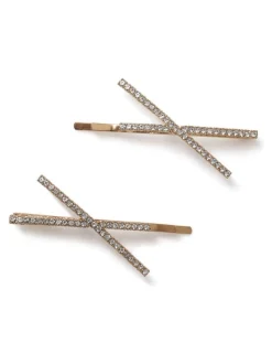 Aela Gold Tone Sparkle Hair Slides