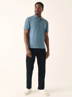 Airforce blauw - Normale Pasvorm - Piqué poloshirt met korte mouwen