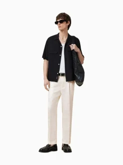 AllSaints Slim Cross Tallis Linen Blend Trousers