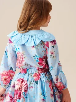 Angel & Rocket Darcy Blue Print Petal Collar Top