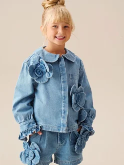 Angel & Rocket Eden 3D Flower Denim Shirt
