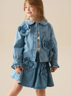 Angel & Rocket Eden 3D Flower Denim Skirt
