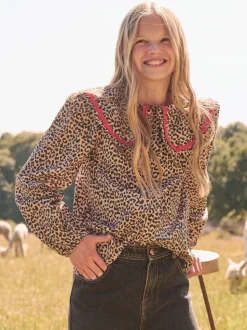 Angel & Rocket Elle Leopard Print Frill Collar Blouse