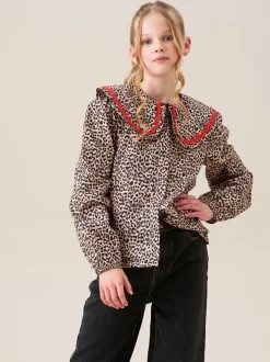 Angel & Rocket Elle Leopard Print Frill Collar Blouse