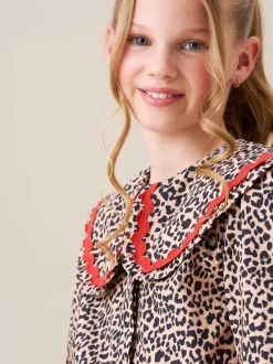 Angel & Rocket Elle Leopard Print Frill Collar Blouse
