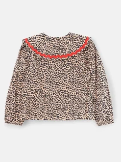 Angel & Rocket Elle Leopard Print Frill Collar Blouse