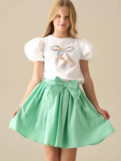 Angel & Rocket Elodie Sequin Bow Puff Sleeve Blouse