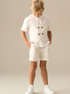Angel & Rocket Jake Double Breasted Stripe Waistcoat And T Shirt Set