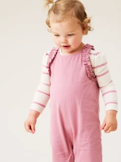 Angel & Rocket Mila Frill Shoulder Dungaree And Print Bodysuit