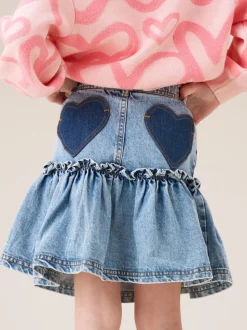 Angel & Rocket Noemie Heart Pocket Denim Skirt