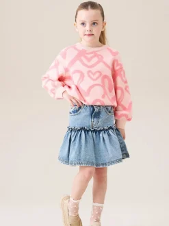 Angel & Rocket Noemie Heart Pocket Denim Skirt