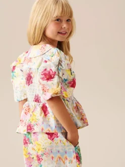 Angel & Rocket Orla Multi Peter Pan Collar Shirred Blouse