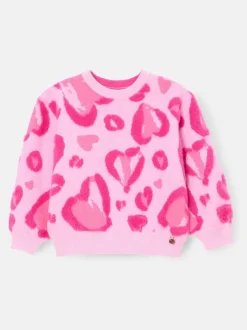Angel & Rocket Reya Leopard Print Heart Eyelash Jumper
