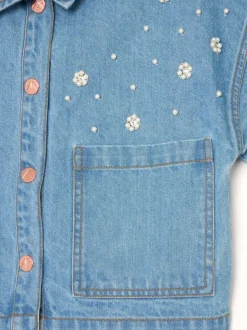 Angel & Rocket Zeta Boxy Embellished Denim Shirt
