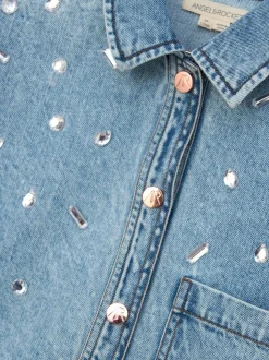 Angel & Rocket Zeta Diamonte 100% katoenen denim overhemd met korte mouwen