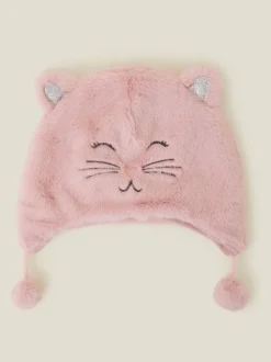 Angels By Accessorize - Chullo muts voor meisjes - Pluizige winterse kattenmuts van imitatiebont