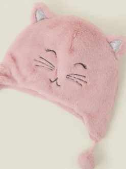 Angels By Accessorize - Chullo muts voor meisjes - Pluizige winterse kattenmuts van imitatiebont