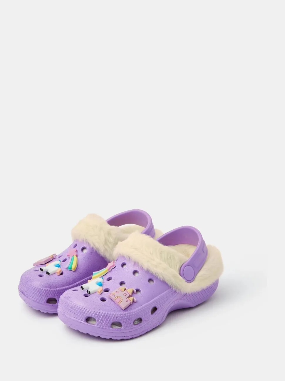 Angels By Accessorize Girls Charm Faux Fur Lined Clogs