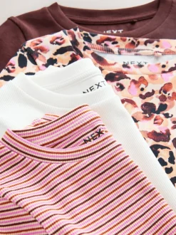 Animal - Set van 4 geribbelde T-shirts met lange mouwen (3-16jr)
