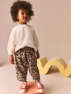Animal luipaardprint - Broek met structuur en wijde kortere pijpen (3mnd -7jr)