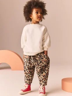 Animal luipaardprint - Broek met structuur en wijde kortere pijpen (3mnd -7jr)