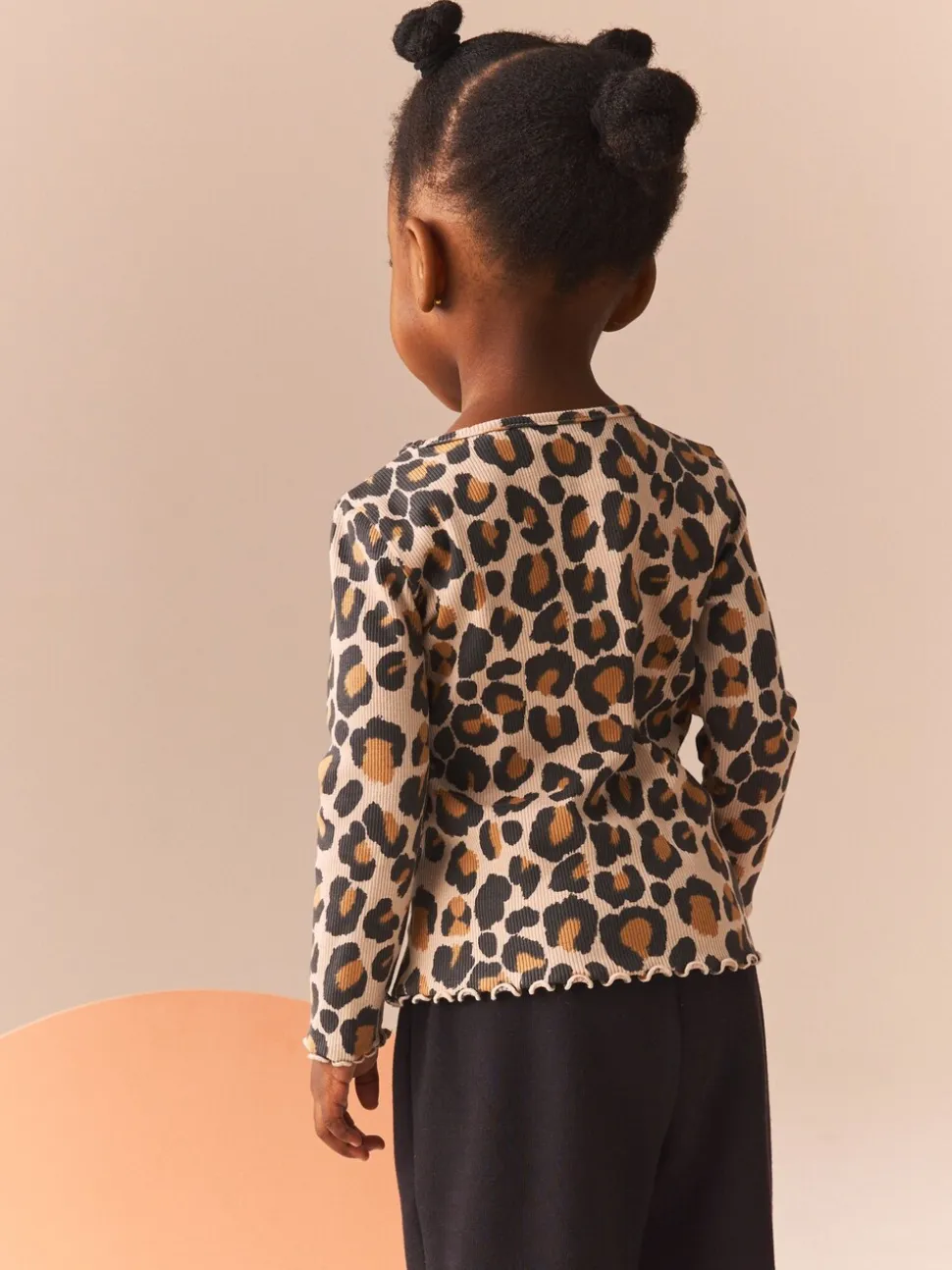 Animal luipaardprint - Geribbeld T-shirt met lange mouwen en katoengehalte (3 mnd-7 jr)