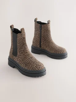 Animal luipaardprint - Leren Chunky Chelsea Boots