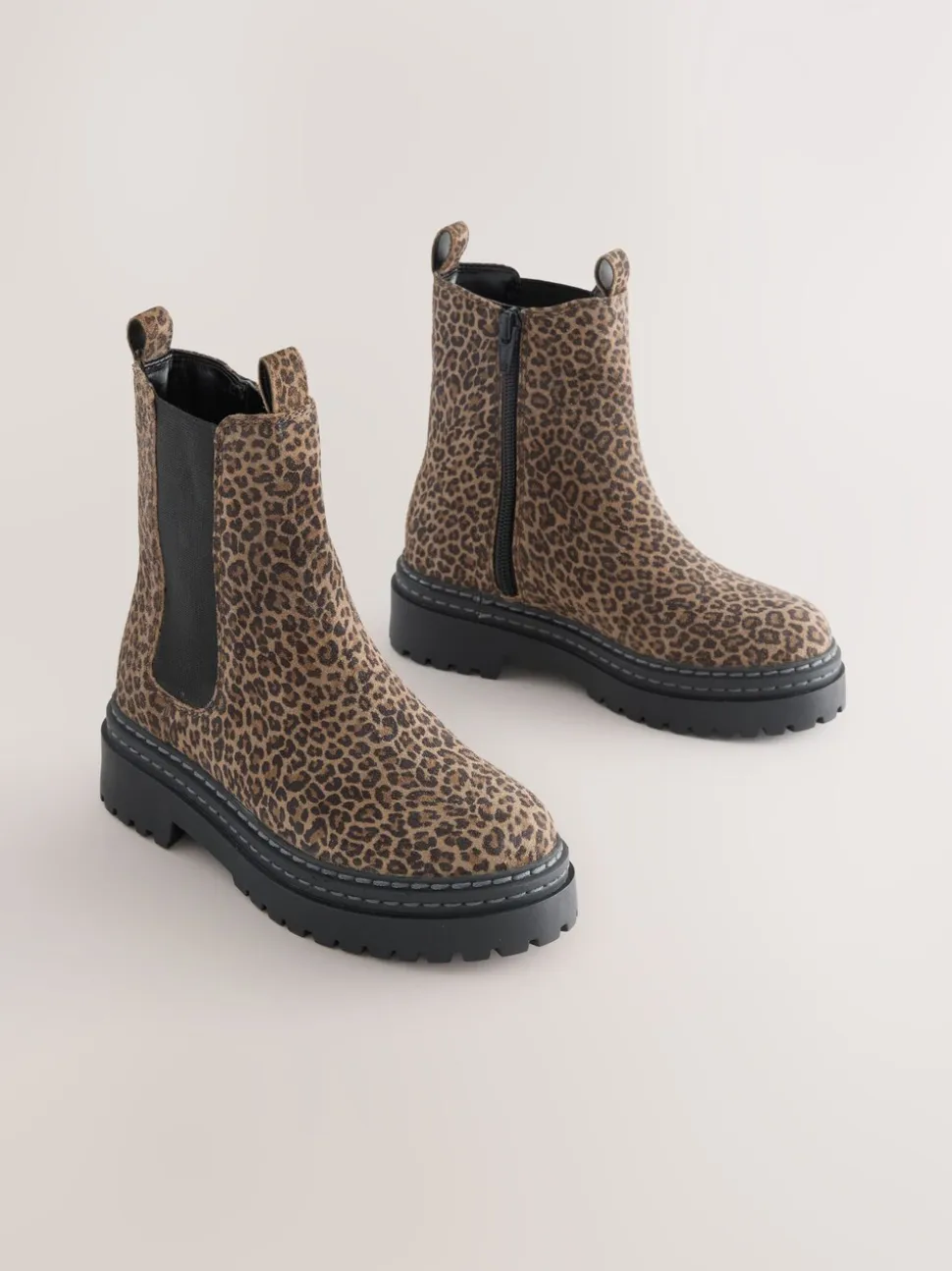 Animal luipaardprint - Leren Chunky Chelsea Boots