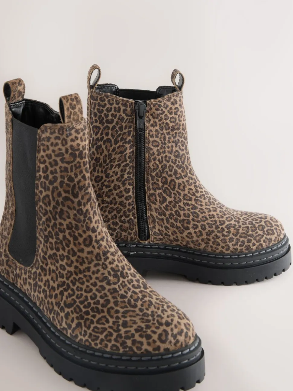 Animal luipaardprint - Leren Chunky Chelsea Boots