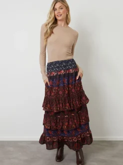Another Sunday Floral Tiered Maxi Skirt