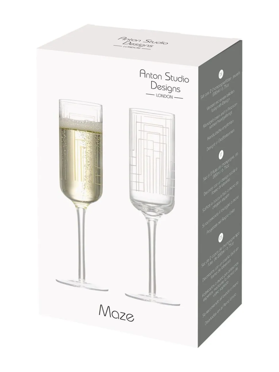 Anton Studio Designs set van 2 Maze champagneflûtes