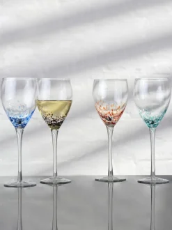 Anton Studio Designs set van 4 gespikkelde wijnglazen