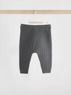 Antraciet - Babyset met gebreide trui en legging van 100% katoen met textuur (0mnd -3jr)