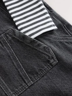 Antraciet - Babyset van denim bretelbroeken en bodysuit (0 mnd - 2 jr)