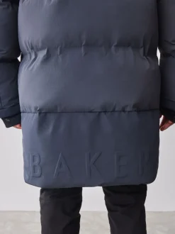 Antraciet - Baker By Ted Baker regenbestendige gewateerde lange jas