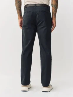 Antraciet - Belted Soft Touch Pleated Chino Trousers