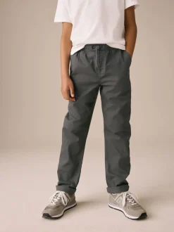 Antraciet - Broek met geribde elastische taille (3-16 jr)