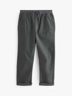Antraciet - Broek met geribde elastische taille (3-16 jr)