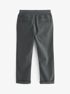 Antraciet - Broek met geribde elastische taille (3-16 jr)