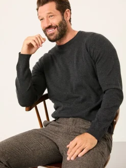 Antraciet - FatFace Crew Neck Knitted Jumper